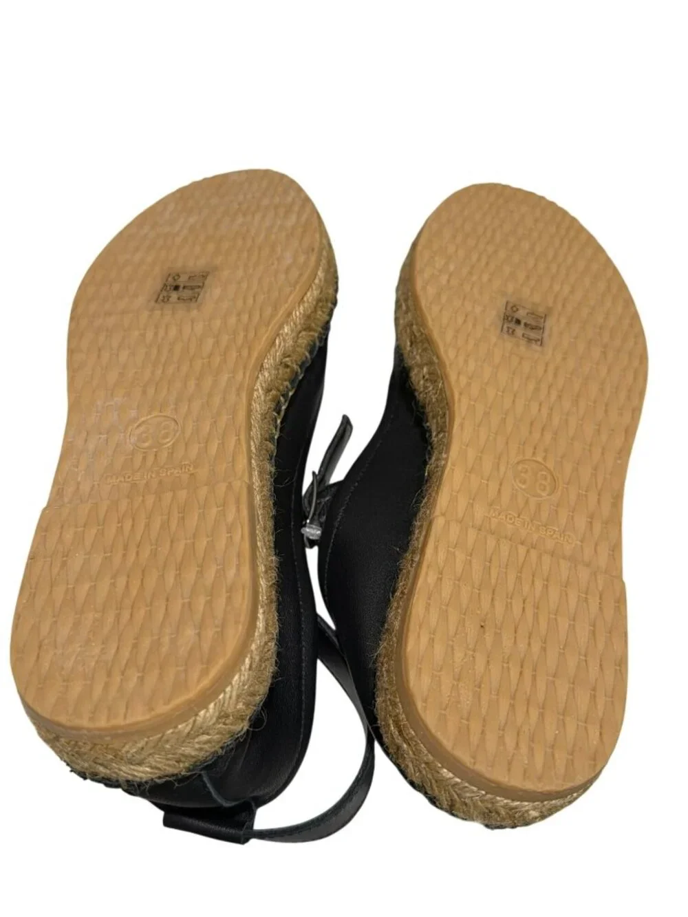 NEW Free People Black Leather Espadrille Flats Size 38 US 8